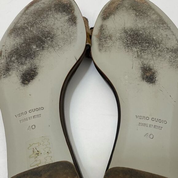 Dolce & Gabbana Leopard Print Calf Hair One Strap Slide Sandals With Tie size 10 - Picture 13 of 15